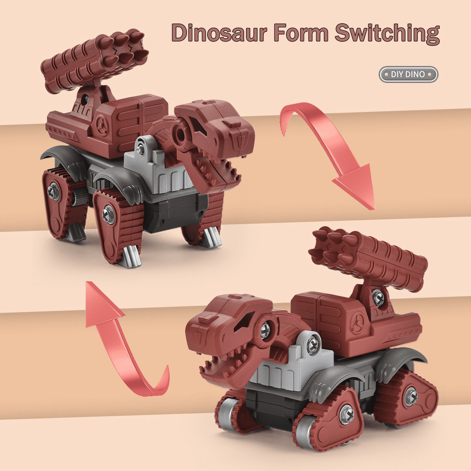 Montessori Dino Builder Bots – 5 Pack STEM Take-Apart Set - 图片 3