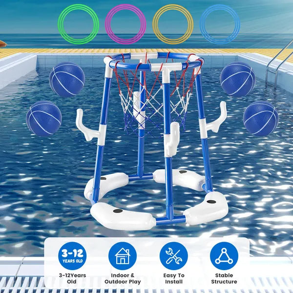 Pool Basketball Hoop Game Set – Floating Water Basketball for Kids & Family - 图片 8
