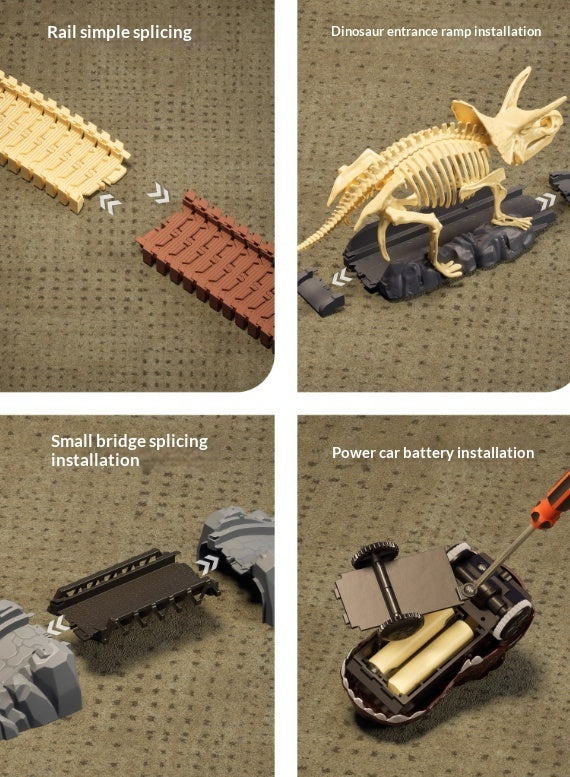 Dinosaur Adventure Track Set – Flexible Rail Car Toy with Dino World Playset - 图片 4