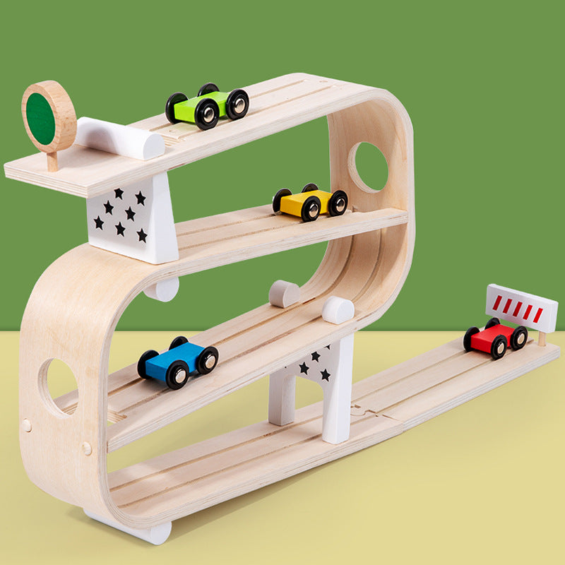 Wooden Car Ramp Racer – Montessori Race Track Toy for Toddlers - 图片 4