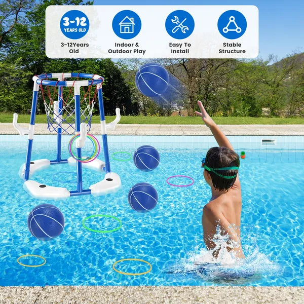 Pool Basketball Hoop Game Set – Floating Water Basketball for Kids & Family - 图片 7