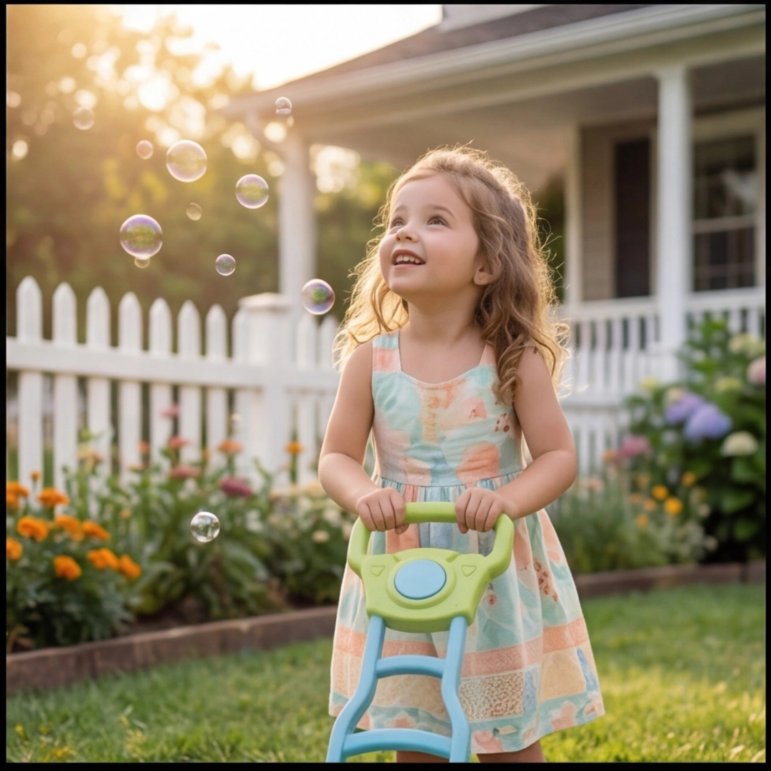 Kids Bubble Lawn Mower Toy – Push Along Outdoor Bubble Blower - 图片 3