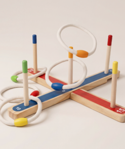 Kids Wooden Ring Toss Game – Outdoor Carnival Throwing Game for Parties
