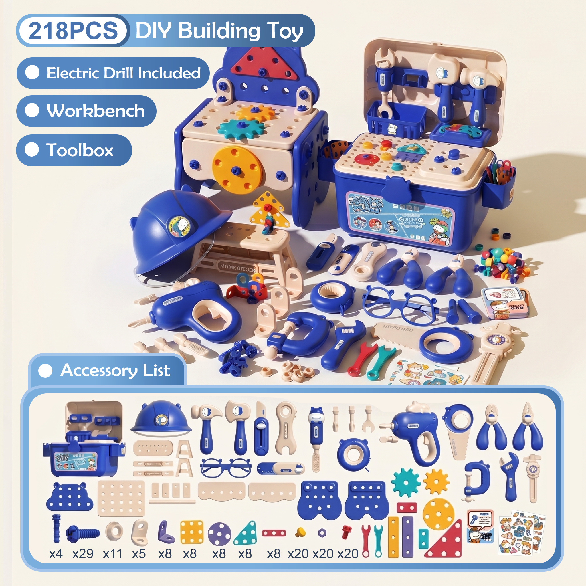 Montessori Kids Tool Box Set – DIY Building Toy Kit with 200+ Pieces - 图片 9