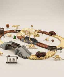 Dinosaur Adventure Track Set – Flexible Rail Car Toy with Dino World Playset