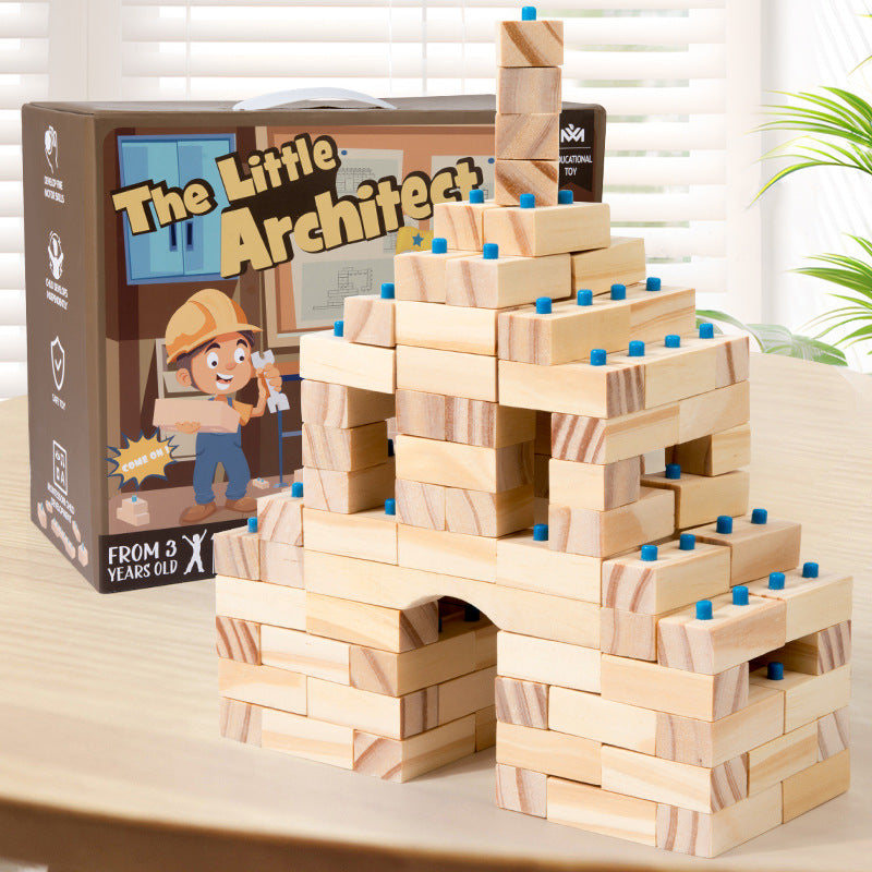 Montessori Wooden Building Blocks Set – Creative Construction Toy for Kids - 图片 2
