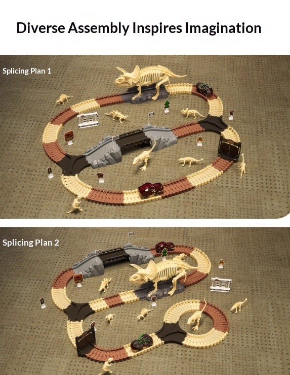 Dinosaur Adventure Track Set – Flexible Rail Car Toy with Dino World Playset - 图片 6