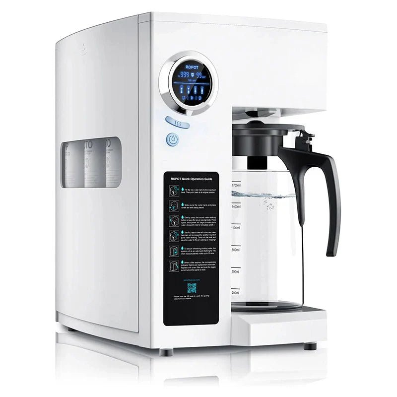 RO100ROPOT-UV Reverse Osmosis System Countertop Water Filter- 6 Stage Purification With UV And Remineralization, Counter Ro Filtration