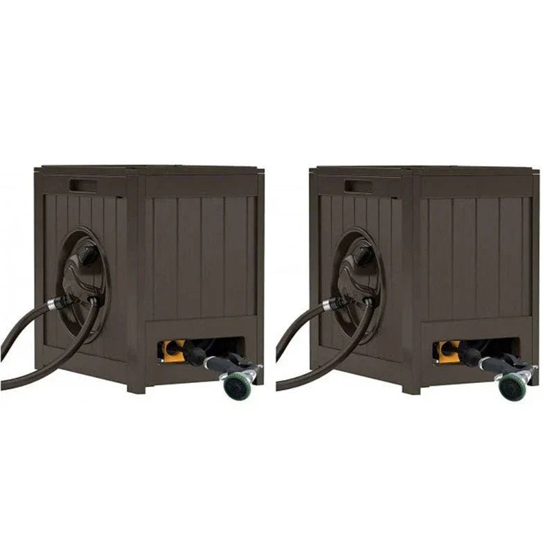 125 Ft. Aquawinder Auto Rewind Water Powered Yard Hose Reel, Java, 2 Pack