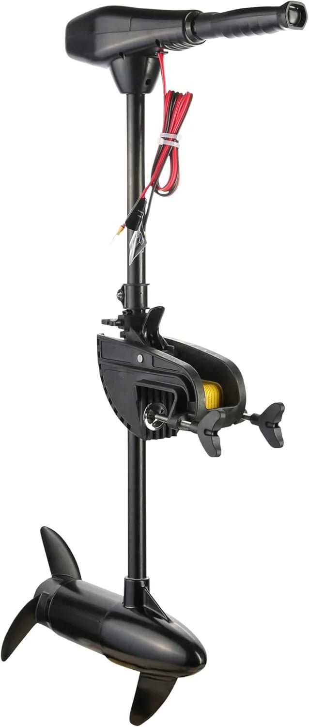 55lb Thrust Saltwater Transom Mounted Electric Trolling Motor Plus Newport 12V50Ah Deep Cycle Heavy-Duty Marine Battery, Sealed AGM Kit