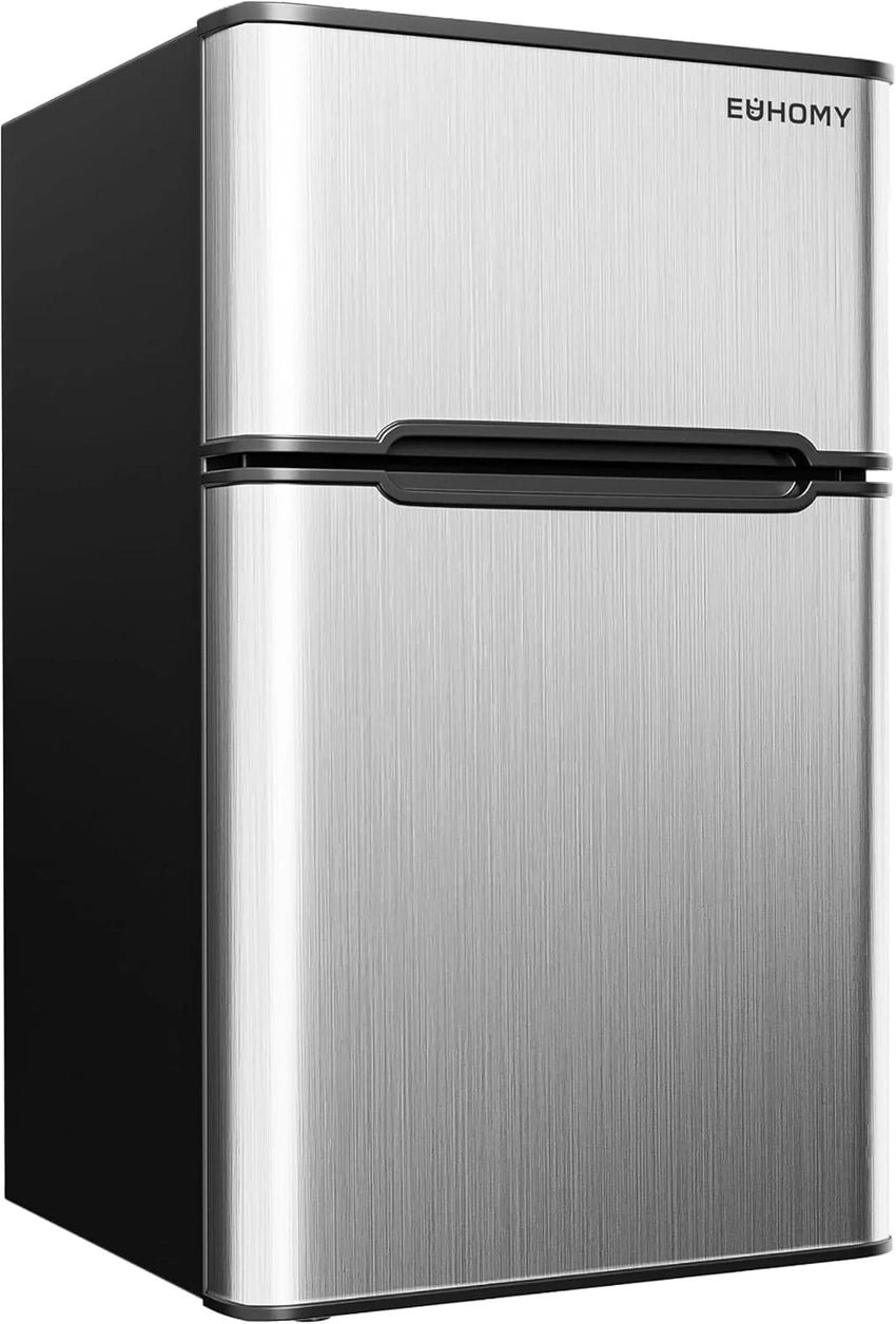 3.2 Cu. Ft. Mini Fridge With Freezer, 2-Door Compact Refrigerator For Bedroom, Dorm, Office Or Apartment, Silver